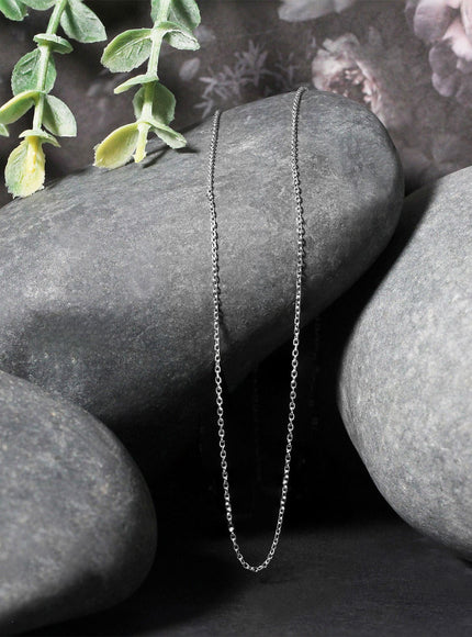 18k White Gold Diamond Cut Cable Link Chain 0.8mm