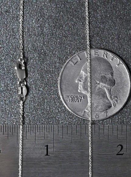 18k White Gold Diamond Cut Cable Link Chain 0.8mm