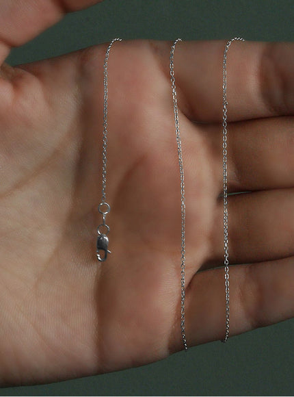 18k White Gold Diamond Cut Cable Link Chain 0.8mm