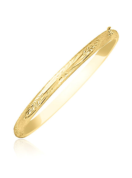 10k Yellow Gold Botanical Pattern Florentine Bangle