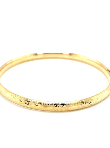 10k Yellow Gold Botanical Pattern Florentine Bangle