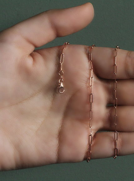 14K Rose Gold Delicate Paperclip Chain (2.1mm)