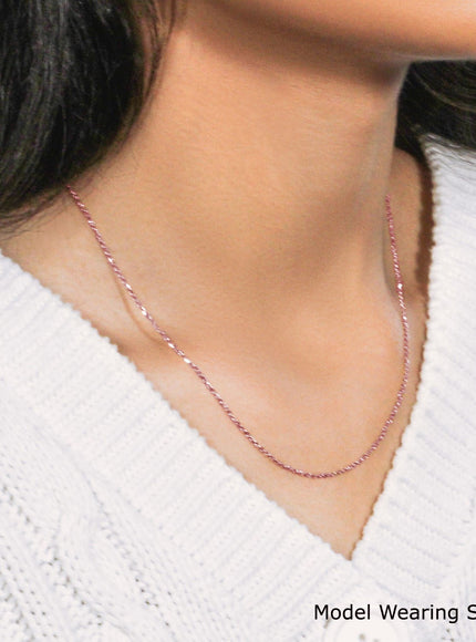 18k Rose Gold Diamond Cut Cable Link Chain 1.1mm