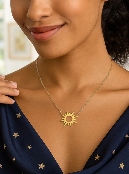 14K Yellow Gold Sunburst Necklace