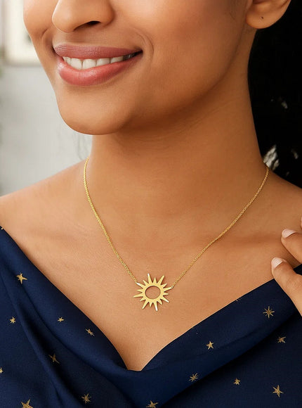 14K Yellow Gold Sunburst Necklace