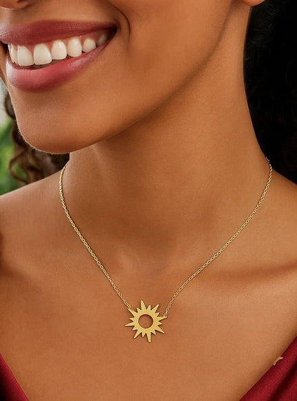 14K Yellow Gold Sunburst Necklace