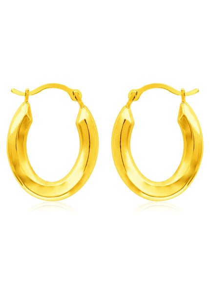 14k Yellow Gold Polished Oval Hoop Earrings