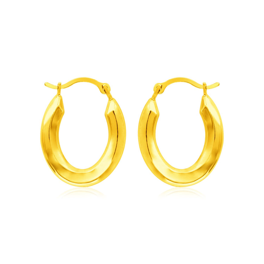14k Yellow Gold Polished Oval Hoop Earrings