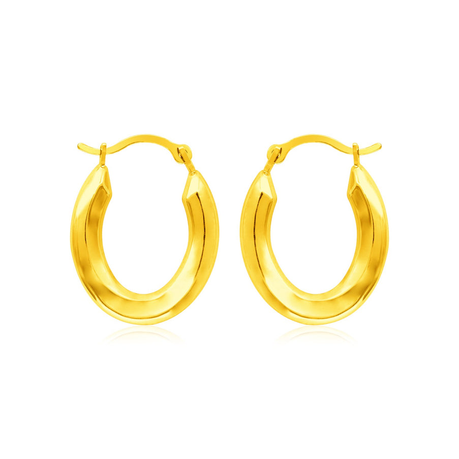 14k Yellow Gold Polished Oval Hoop Earrings