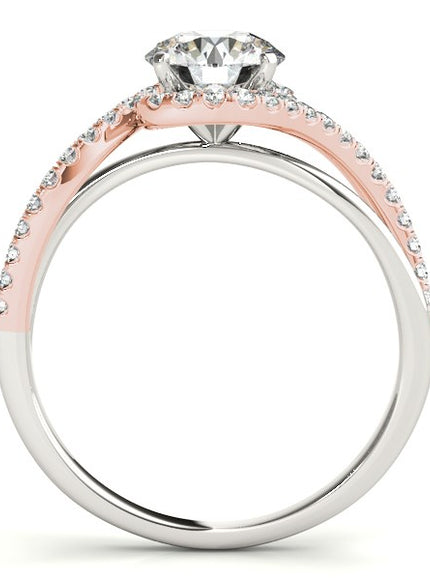 14k White And Rose Gold Bypass Band Diamond Engagement Ring (1 1/8 cttw)