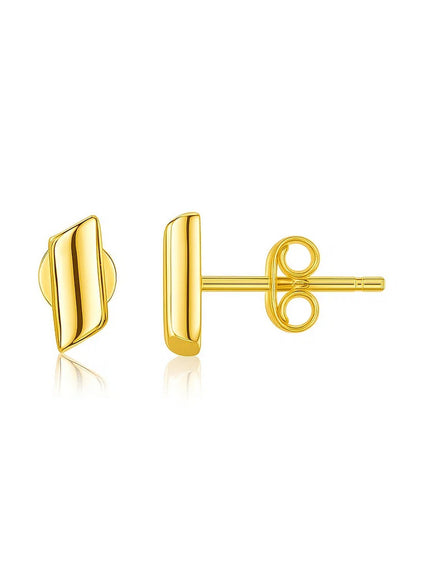 14k Yellow Gold Polished Rectangular Post Earrings