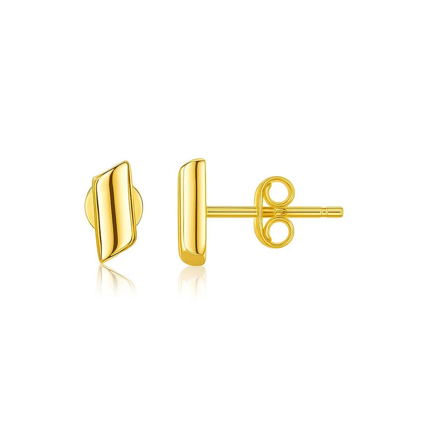 14k Yellow Gold Polished Rectangular Post Earrings