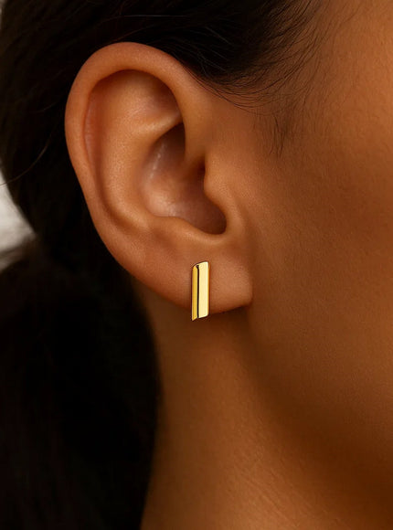 14k Yellow Gold Polished Rectangular Post Earrings