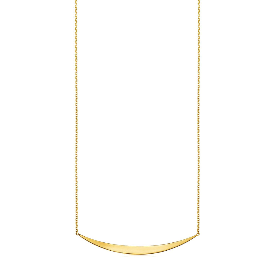 14k Yellow Gold Necklace with Polished Curved Bar Pendant
