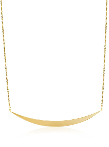 14k Yellow Gold Necklace with Polished Curved Bar Pendant