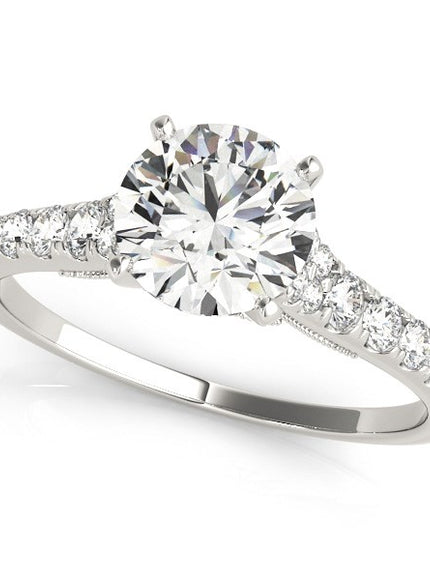 14k White Gold Diamond Engagement Ring With Single Row Band (1 3/4 cttw)
