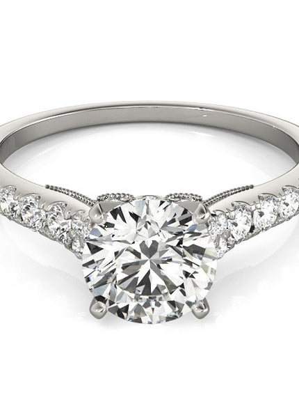 14k White Gold Diamond Engagement Ring With Single Row Band (1 3/4 cttw)