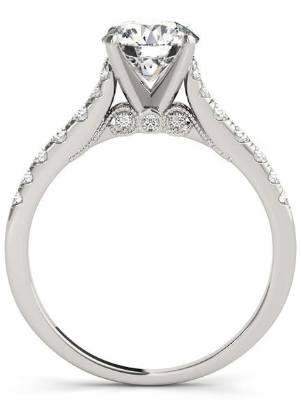 14k White Gold Diamond Engagement Ring With Single Row Band (1 3/4 cttw)
