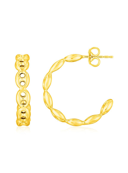 14K Yellow Gold Hoop Mariner Chain Earrings