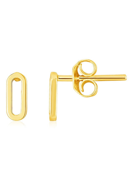 14k Yellow Gold Paperclip Link Stud Earrings