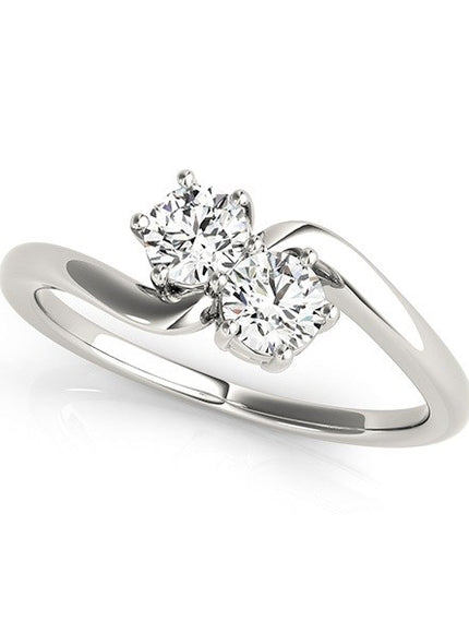 Solitaire Two Stone Diamond Ring in 14k White Gold (1/2 cttw)