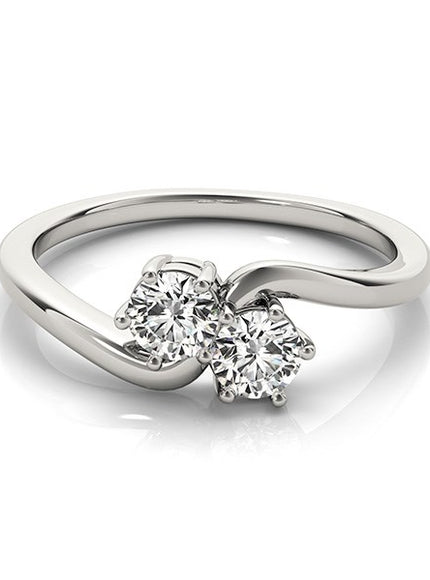 Solitaire Two Stone Diamond Ring in 14k White Gold (1/2 cttw)