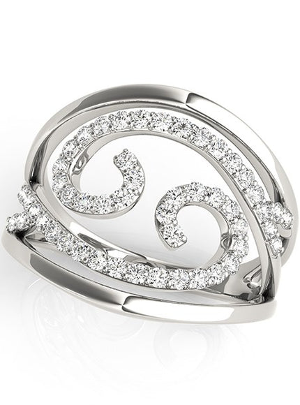 Swirl Design Diamond Ring in 14k White Gold (1/2 cttw)