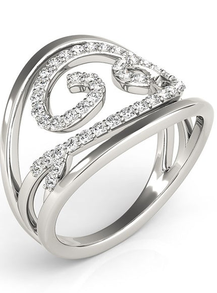 Swirl Design Diamond Ring in 14k White Gold (1/2 cttw)