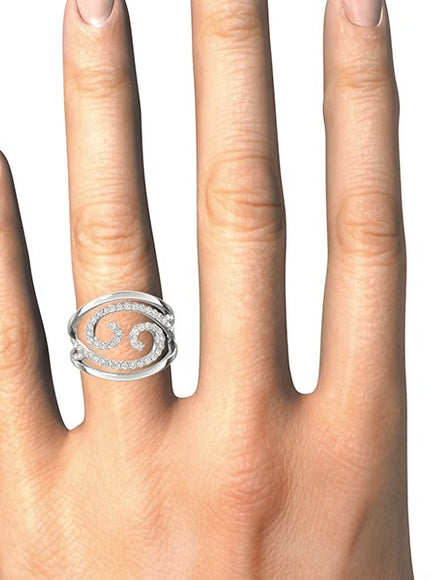 Swirl Design Diamond Ring in 14k White Gold (1/2 cttw)