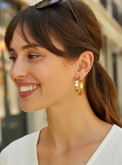 Large Tube Shaped Hoop Earrings in 14K Yellow Gold