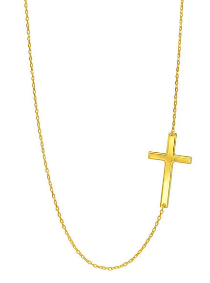 14k Yellow Gold Plain Cross Motif Necklace