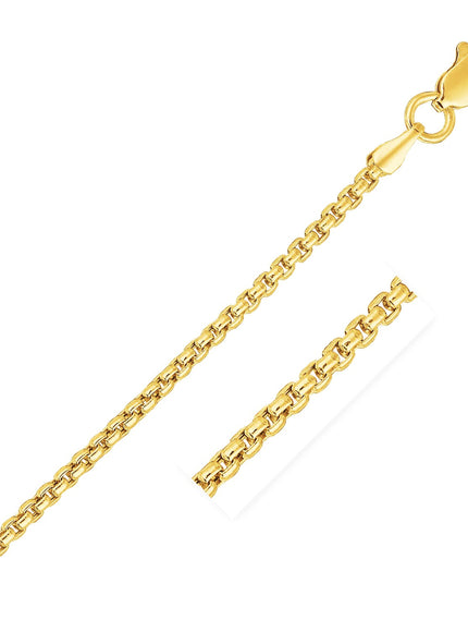 14k Yellow Gold Solid Round Box Chain 1.6 mm