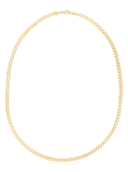 14k Yellow Gold High Polish The Textured Fancy Chain Necklace (4mm)