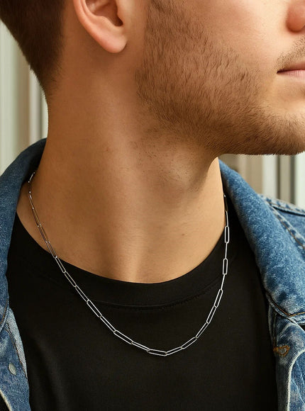 14k White Gold Wire Paperclip Chain (2.7mm)