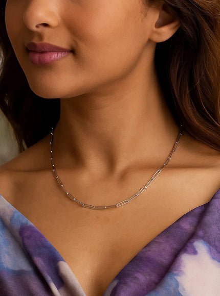 14k White Gold Wire Paperclip Chain (2.7mm)