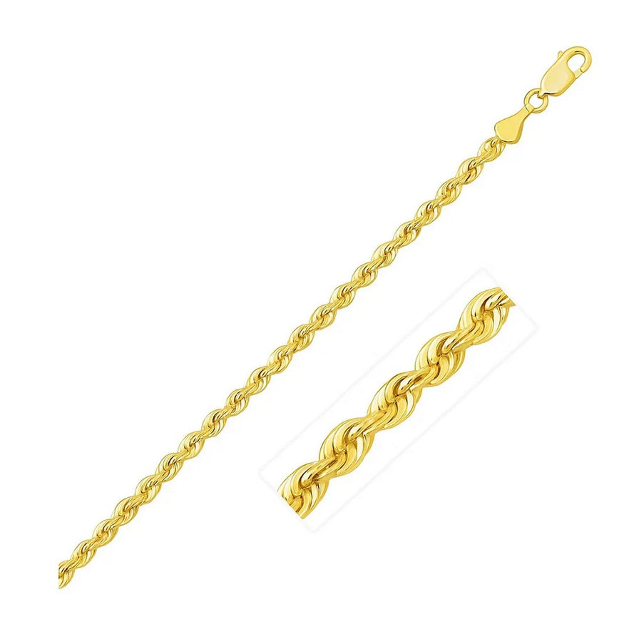 Lite Rope Chain Bracelet in 10k Yellow Gold (2.5 mm)