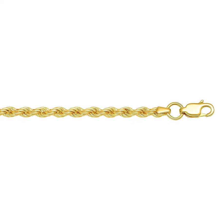 Lite Rope Chain Bracelet in 10k Yellow Gold (2.5 mm)