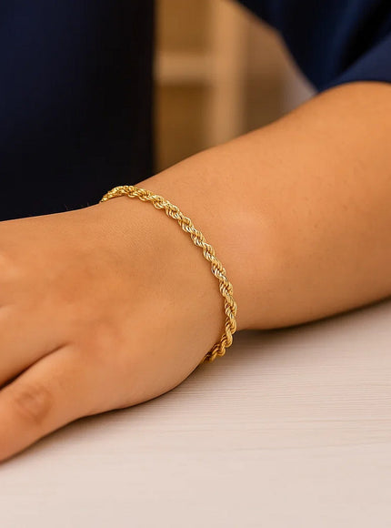 Lite Rope Chain Bracelet in 10k Yellow Gold (2.5 mm)