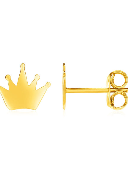 14k Yellow Gold Post Earrings with Crowns