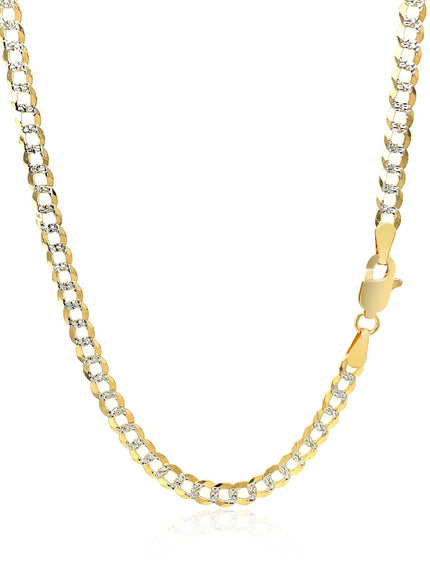 3.6 mm 14k Two Tone Gold Pave Curb Chain