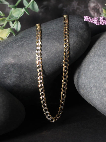 3.6 mm 14k Two Tone Gold Pave Curb Chain