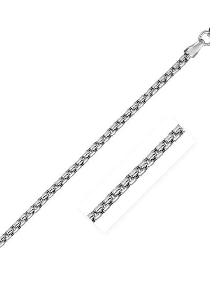 14k White Gold Solid Round Box Chain 2.5 mm