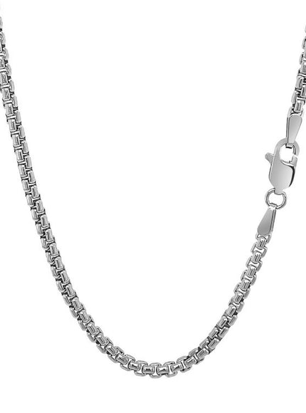 14k White Gold Solid Round Box Chain 2.5 mm