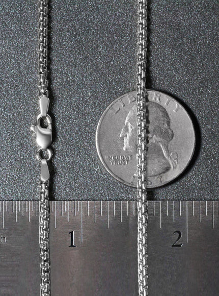 14k White Gold Solid Round Box Chain 2.5 mm