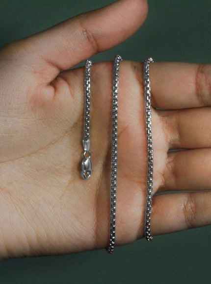 14k White Gold Solid Round Box Chain 2.5 mm