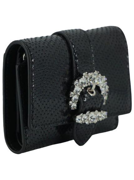 Side angle of Jimmy Choo black leather card holder