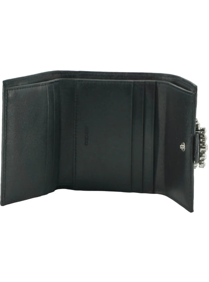 Open view of Jimmy Choo black leather card holder interior