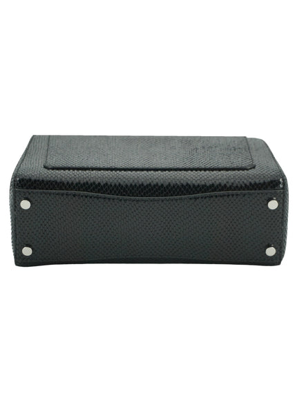 a black leather case with rivets on the sides