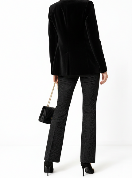 Dolce & Gabbana Black Floral Brocade High-Waisted Pants