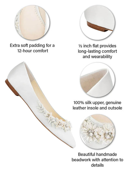 Bella Belle Daisy Ivory 3D Floral Pearl Wedding Flats